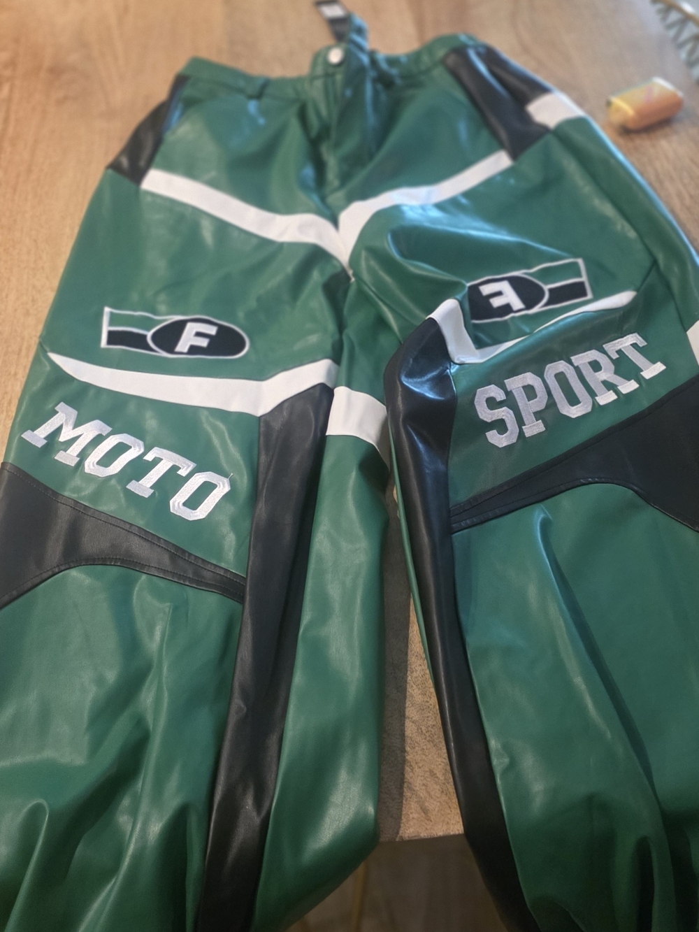 Sport Faux Leather Moto Jogger